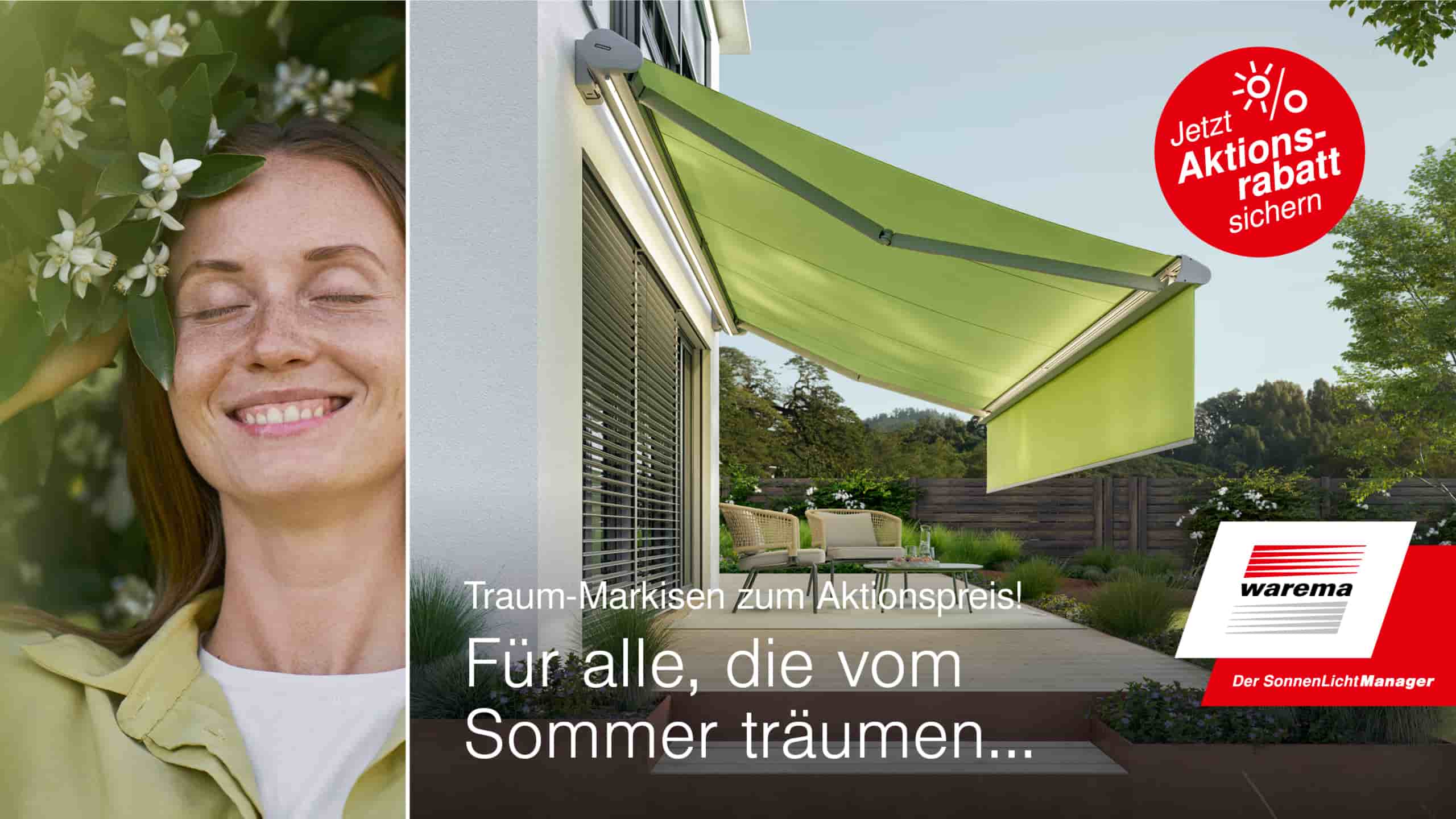 Warema Werbung für die Aktionsrabatte der Traum-Markisen-Aktion