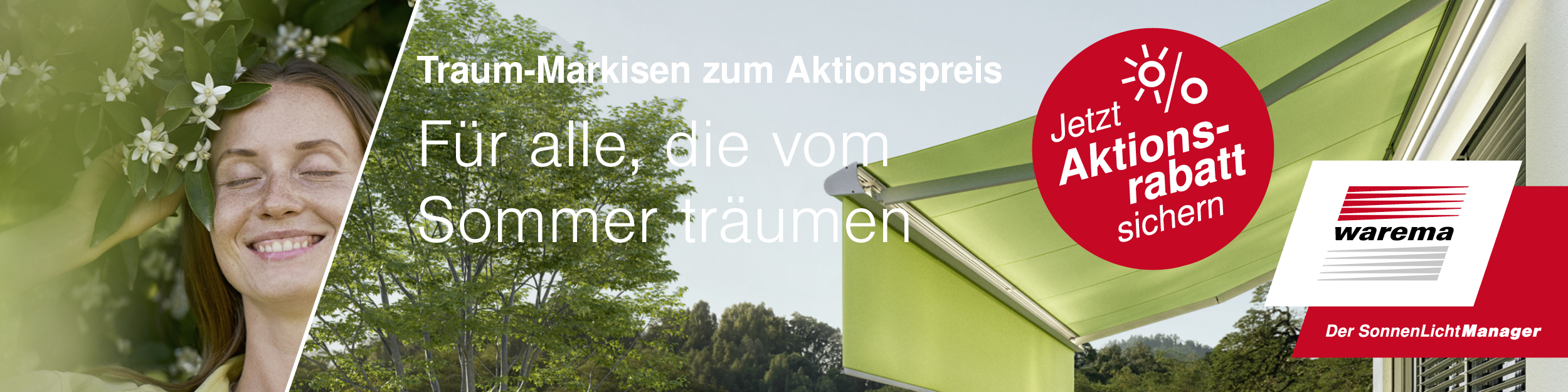 Warema Werbung für die Aktionsrabatte der Traum-Markisen-Aktion